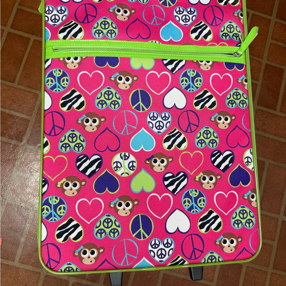 Colorful Kids' Rolling Suitcase with Fun Patterns